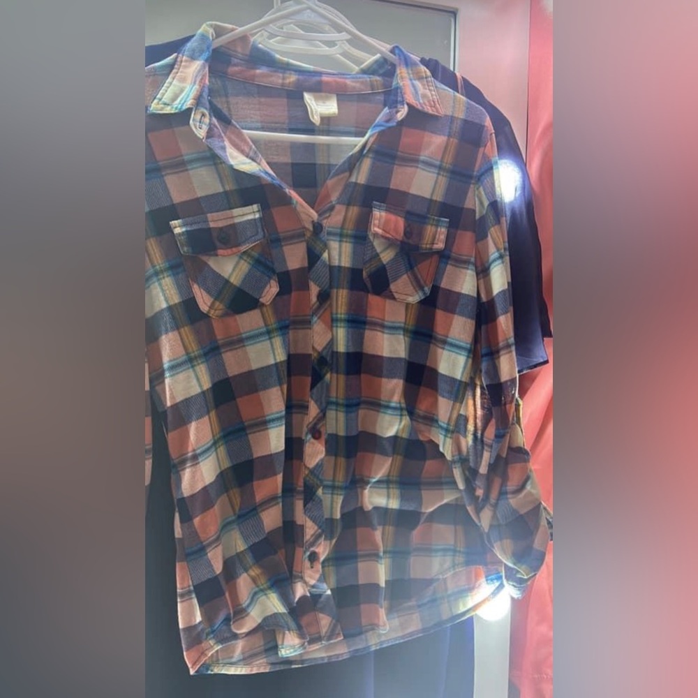 button down 
Pink and blue shirt